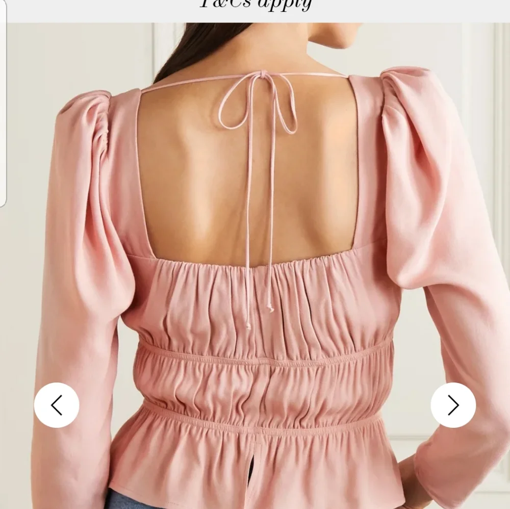 Reformation Blush Pink Ruched Square-Neck Blouse